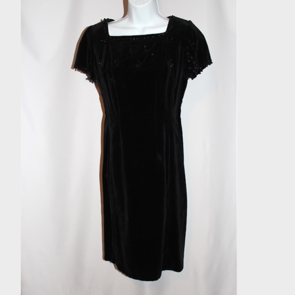 Vintage Dresses & Skirts - Sold Vintage 1960's black velvet beaded dress